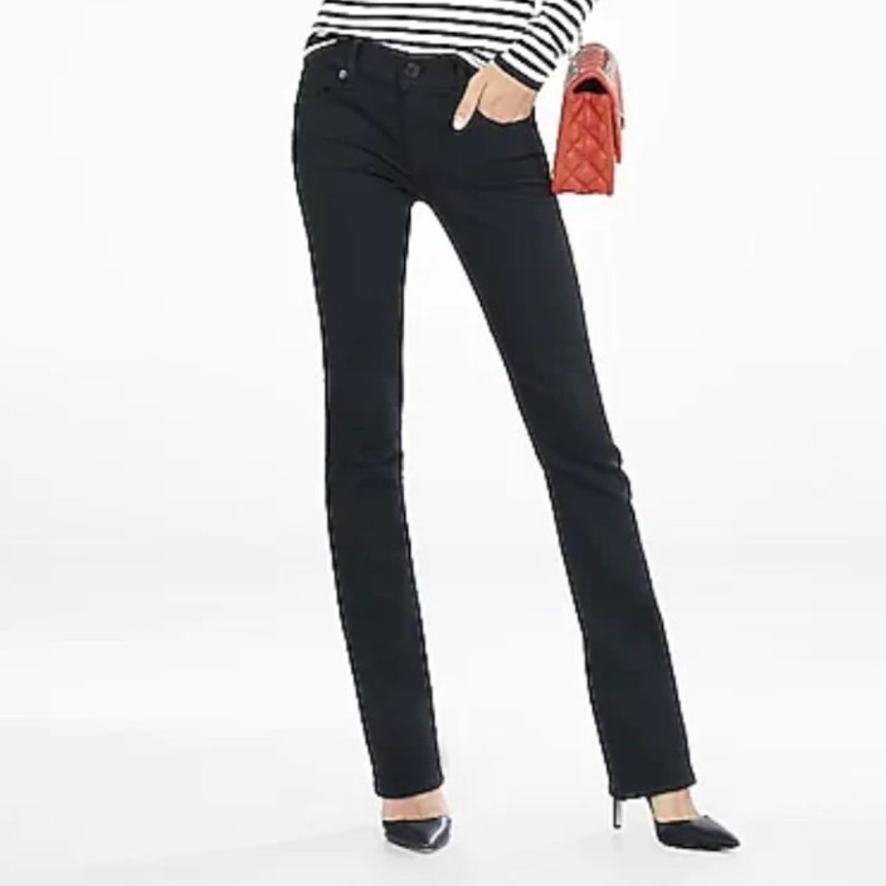 EXPRESS 18S LOW RISE Black BARELY BOOT JEANS Size 18 Short‎